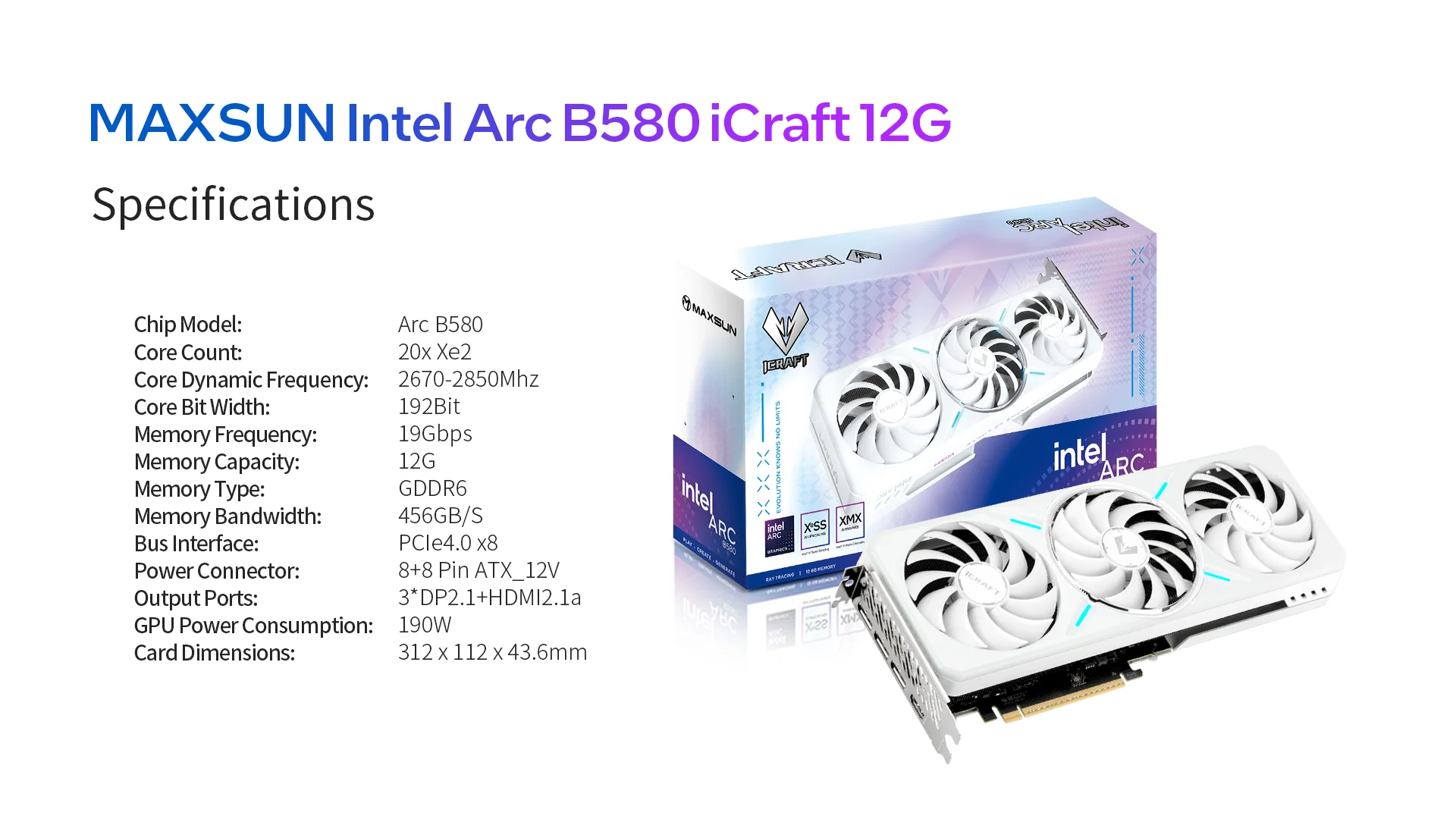 Maxsun Intel Arc B580 iCraft 12G Graphic Card