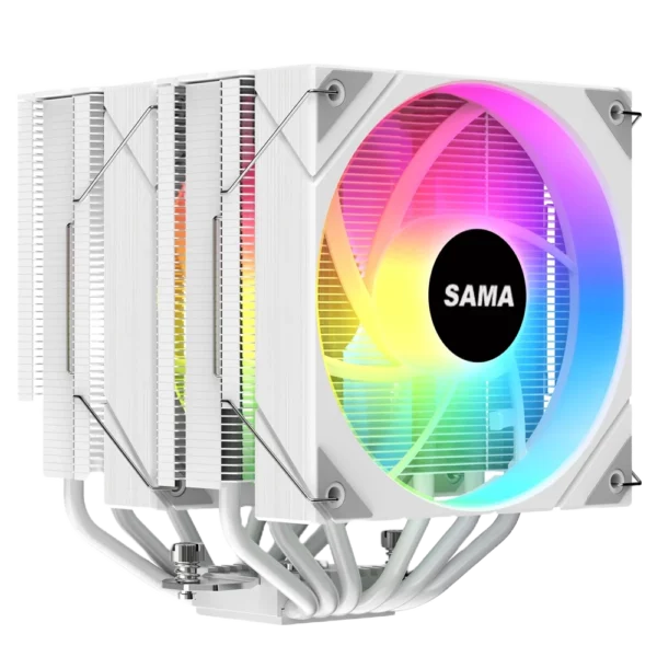 SAMA 6PDW ARGB CPU Air Cooler – White