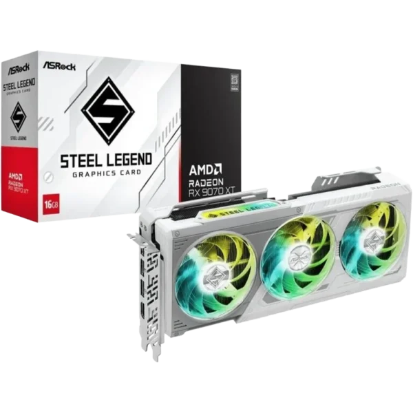 ASRock RX 9070 XT Steel Legend 16GB Graphic Card - White